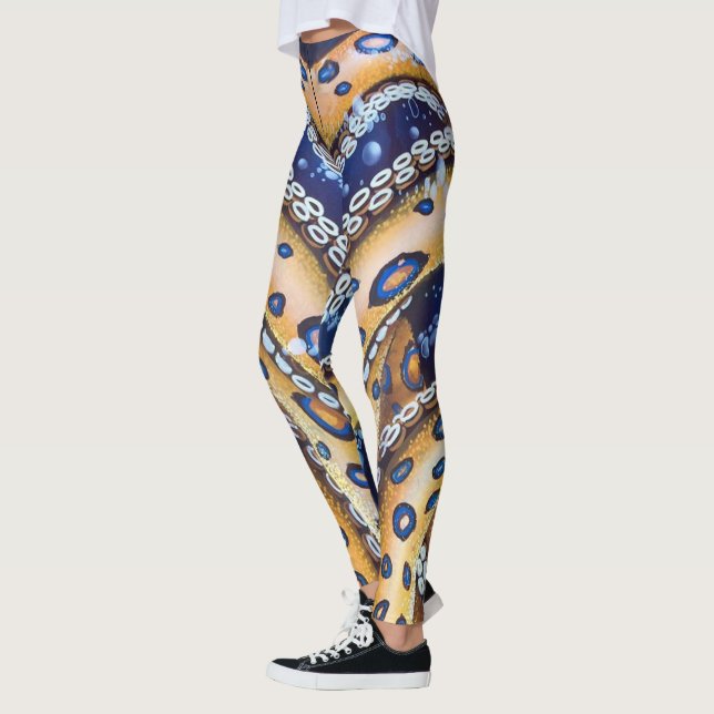 Leggings Pantalon bleu de yoga de guêtres de poulpe de (Gauche)