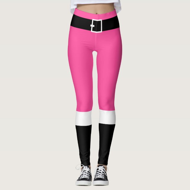 Leggings Pantalon chic père Noël pattes roses chaudes (Devant)