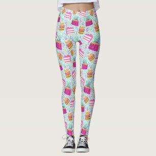 Leggings Pantalon d'anniversaire drôle avec Motif de gâteau