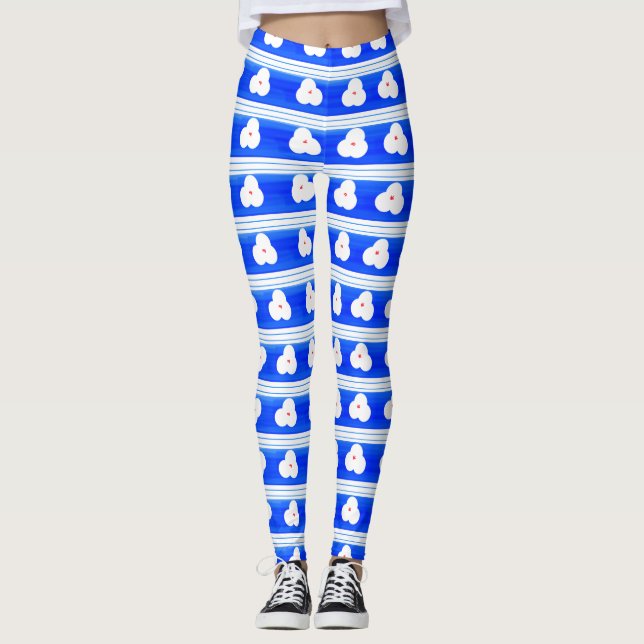 Leggings Pantalon de yoga à motif bleu (Devant)