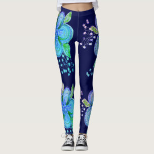 Leggings Pantalon De Yoga Bleu Et Rose