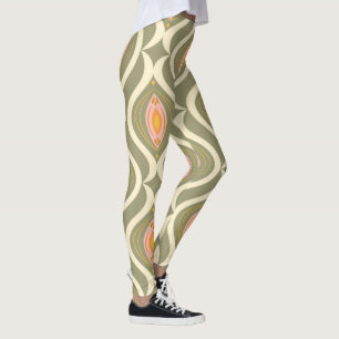 Leggings Pantalon de Yoga de Mandala Psychedelic Retro Vert