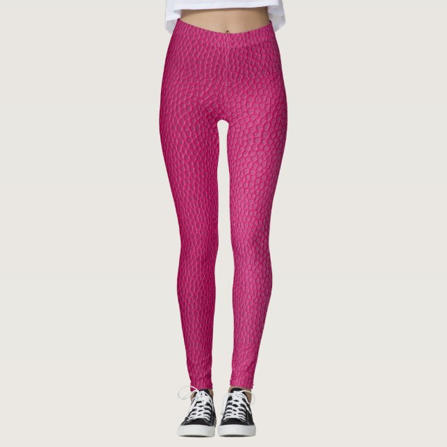 Leggings Pantalon de Yoga en cuir rose (Devant)