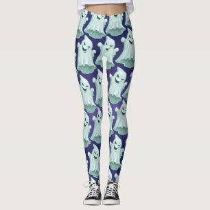 Leggings Pantalon éffrayant d'Halloween violet fantôme pour