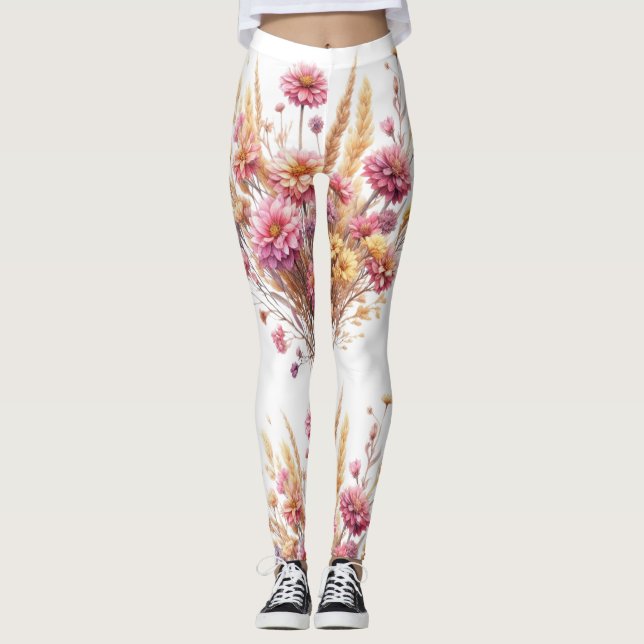 Leggings pantalon fleurs séchées  (Devant)