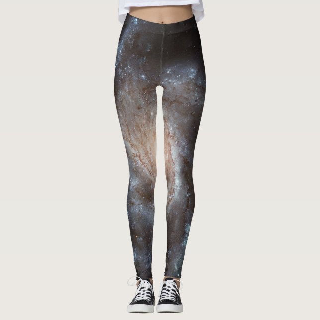 Leggings Pantalon noir de yoga d'or de galaxie (Devant)