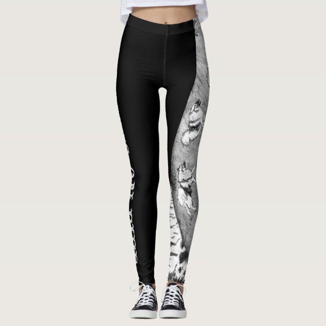 Leggings Pantalon sur des guêtres de Keeshond du feu (Devant)