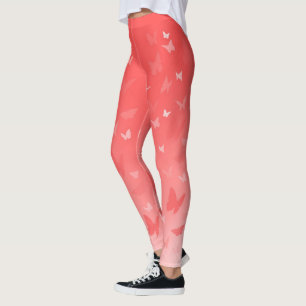 Leggings Pantalons papillon rose Papillon Stretchy