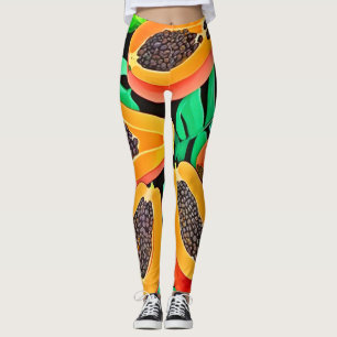 Leggings Papaya et Feuille Motif frais