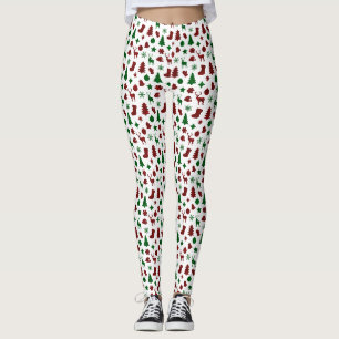 Leggings Papier d'enveloppement de Noël Xmas Arbres de rang