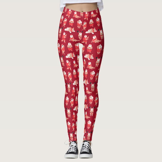 Leggings Papier d'enveloppement de vacances Père Noël Posit (Devant)