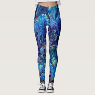 LEGGINGS PAPIER MARBÉ, MOTIF PURPLE PURPLE BLEU ABSTRAIT