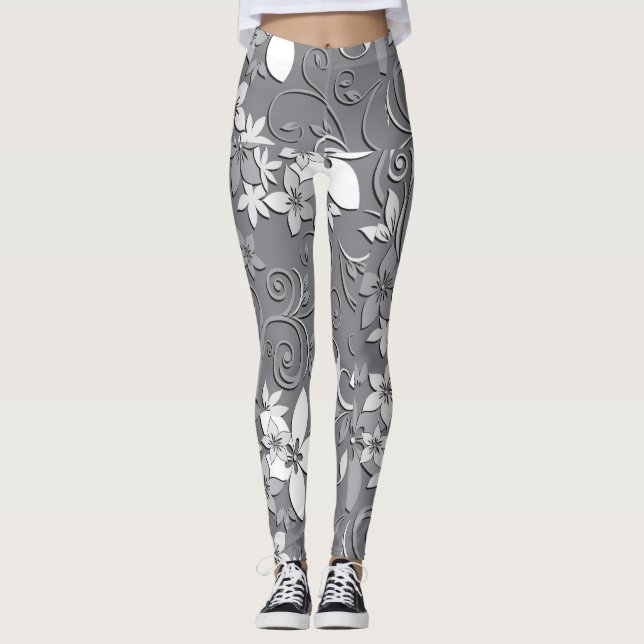 Leggings Papier mural à fleurs 2 (Devant)
