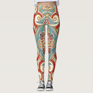Leggings Papier peint à répétition graphique Vintage Abstra