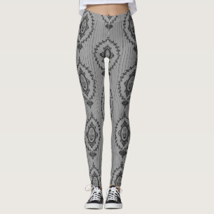 Leggings Papier peint baroque en gris