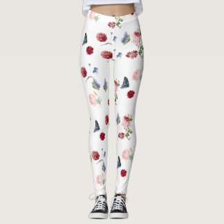 Leggings Papillon bleu rouge et rose Fleur Motif floral