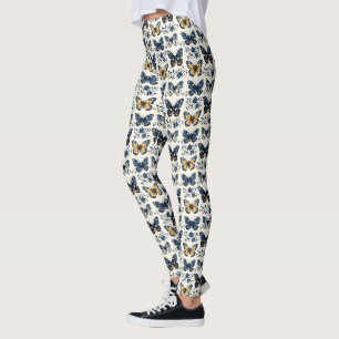 Leggings Papillon Botanique Delft Bleu Blanc Vintage
