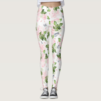 Leggings Papillon botanique doux Rose Floral Aquarelle