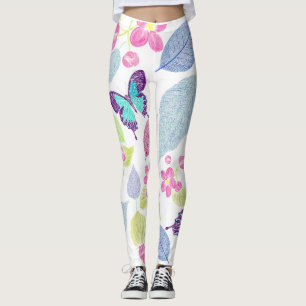 Leggings papillon de coloration cool, feuille, design de fl