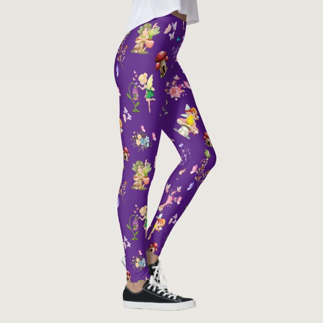 Leggings Papillon Fée Champagne Violet à thème (Droite)