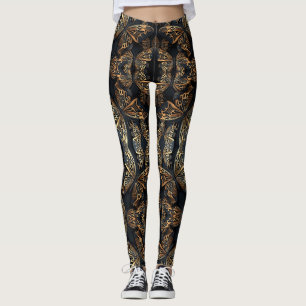 Leggings Papillon noir et doré Pattren sans couture