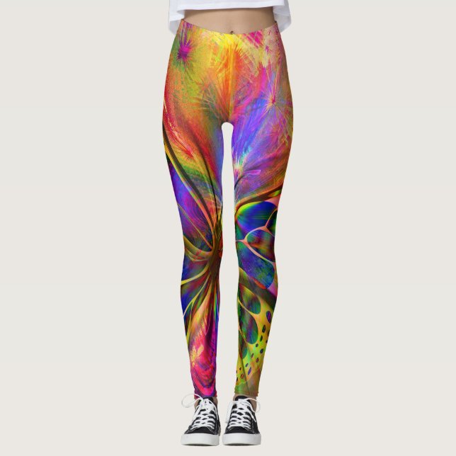 Leggings Papillon psychédélique et multicolore (Devant)