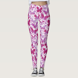 Leggings Papillons Aquarelle Magenta Rose