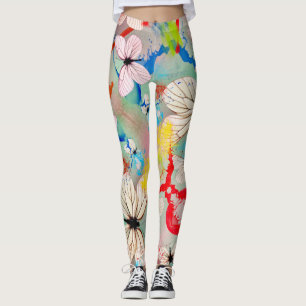 Leggings Papillons blancs Déchets de peinture et traits de 