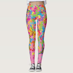 Leggings Papillons colorés 01.bw Pink BG