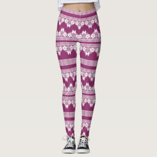 Leggings Papillons en dentelle rétro blanche Bourgogne