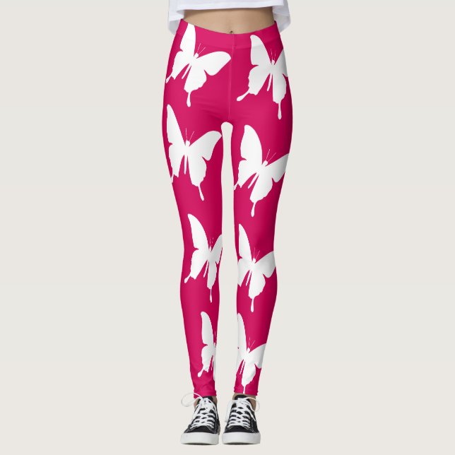 Leggings Papillons monarques roses (Devant)