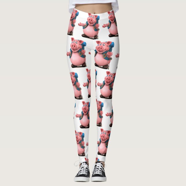 Leggings Paquet arrière pour porc 3D Universe Adorables (Devant)