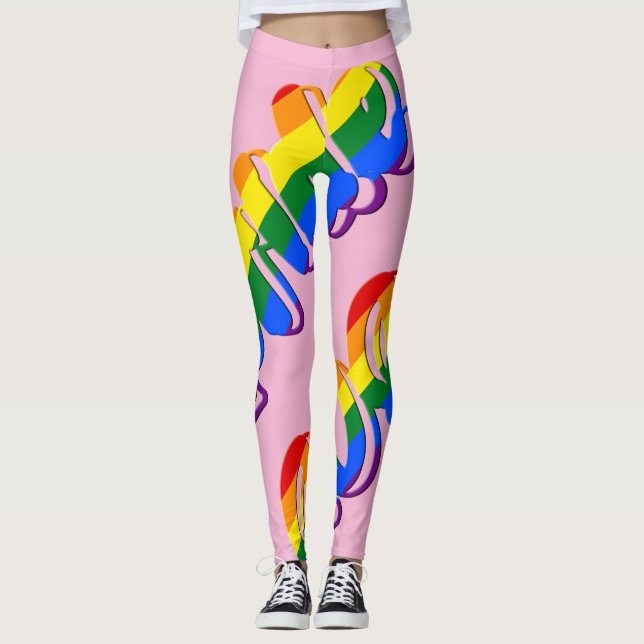 Leggings Parade des Gay pride de texte LGBT Rainbow 2021 (Devant)
