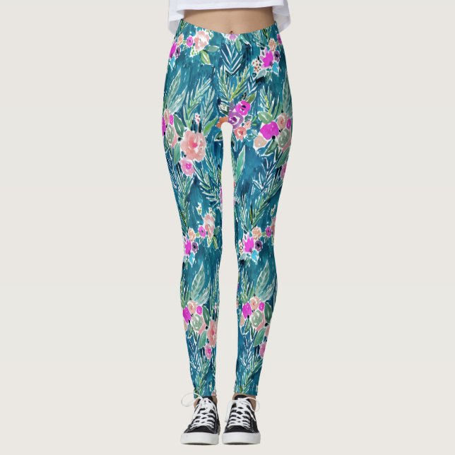 Leggings Paradis tropical de marine floral (Devant)