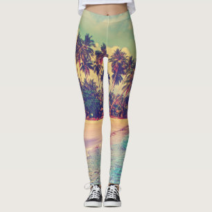 Leggings Paradis tropical : mer, hôtel, plage.