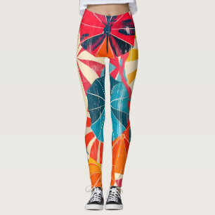 Leggings Parapluie Rétro Jour de Pluie Pop Art