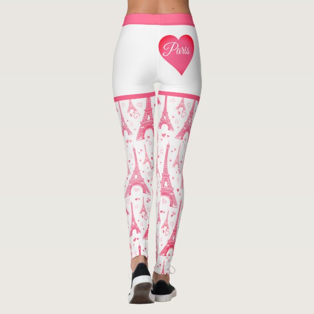 Leggings Paris Rose Coeur Tour Eiffel Motif Chic (Dos)