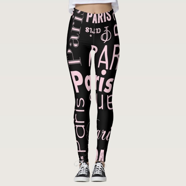 Leggings Paris rose et noir paris  (Devant)