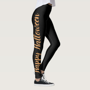 Leggings Partie élégante orange au néon noire de costume