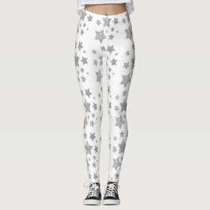 Leggings Parties scintillant argent scintille Étoiles motif