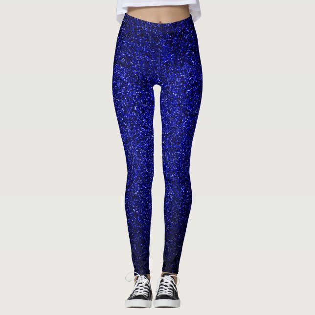 Leggings Parties scintillant bleue de la Marine (Devant)