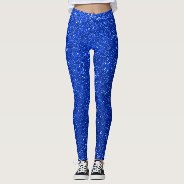Leggings Parties scintillant bleue étincelante Leggements (Devant)