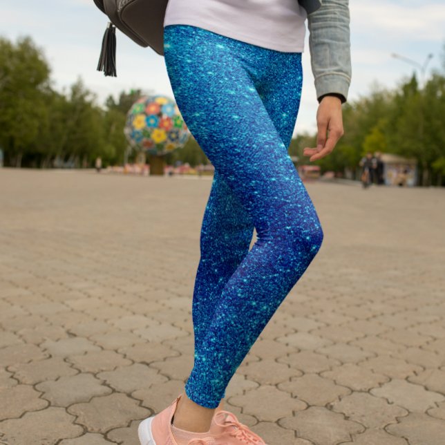 Leggings Parties scintillant bleue moderne jambes étincelan (Modern Blue Glitter Sparkle Leggings)