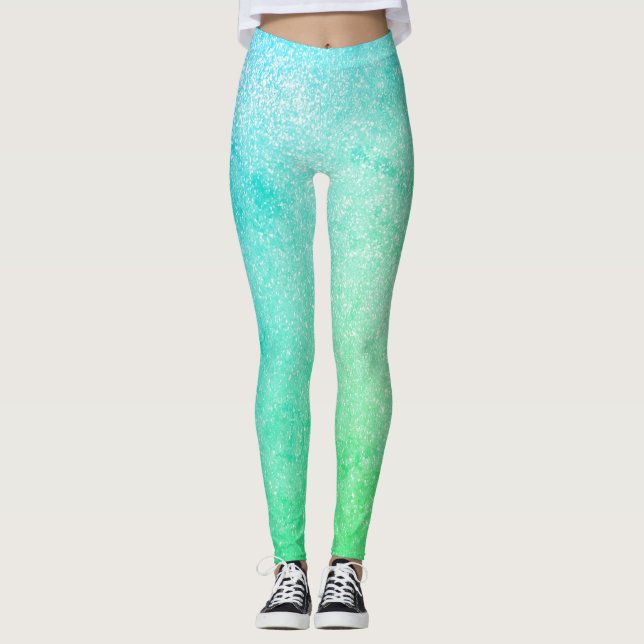 Leggings Parties scintillant Blue Green Ombre (Devant)