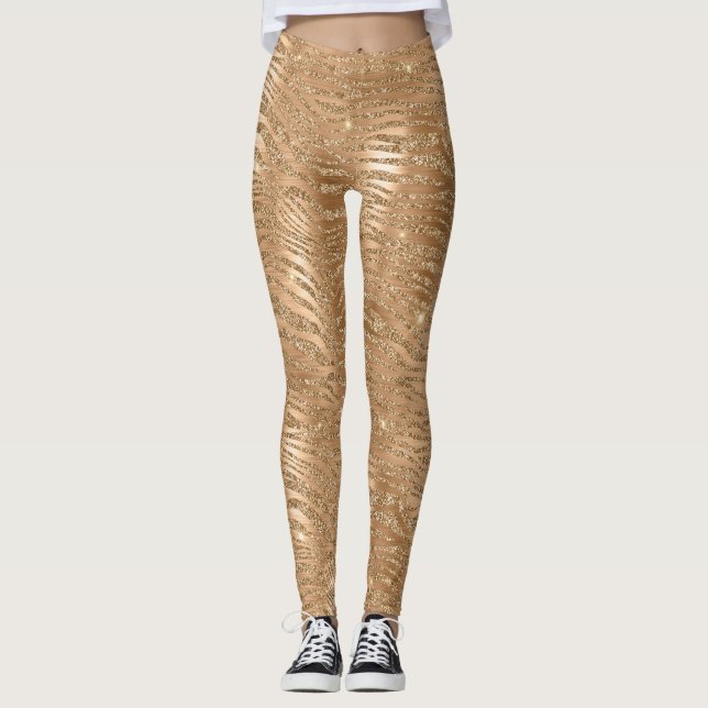 Leggings Parties scintillant brillante d'or Sparkle Zebra P (Devant)