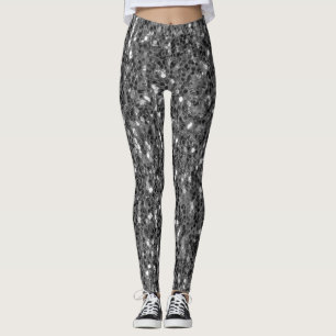 Leggings Parties scintillant brillante gris argent foncé