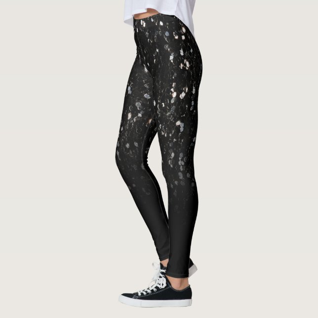 Leggings Parties scintillant brillante noire et blanche à l (Gauche)