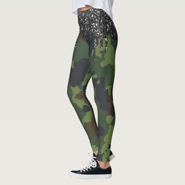 Leggings Parties scintillant  Camouflage Camo Motif Militai (Gauche)