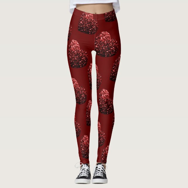 Leggings Parties scintillant cardiaque scintille motif roug (Devant)