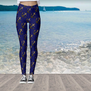 Leggings Parties scintillant d'Ancre faux or bleu marine mo